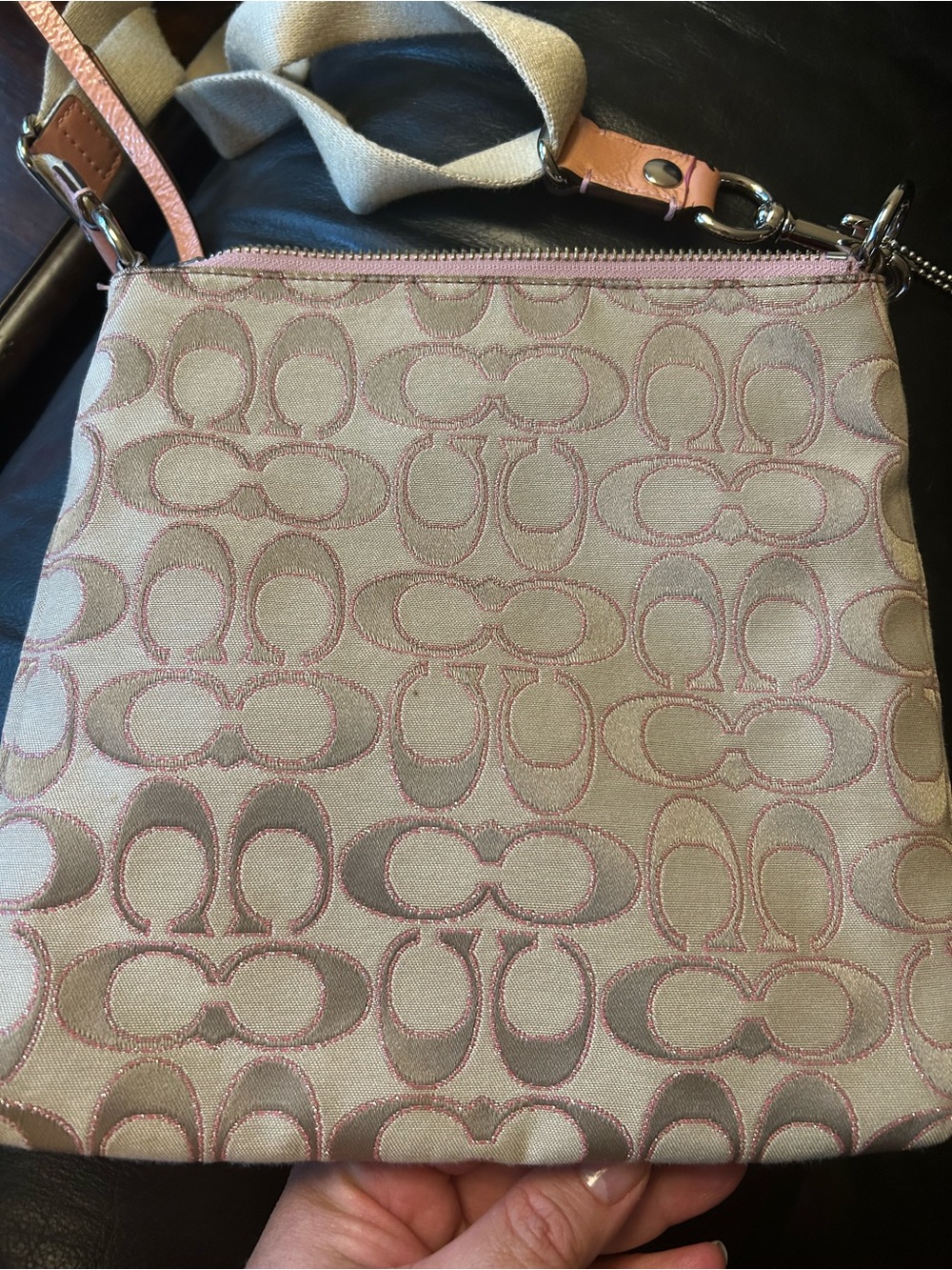 Coach Poppy Pink Signature Crossbody Bag - Picture 9 of 11